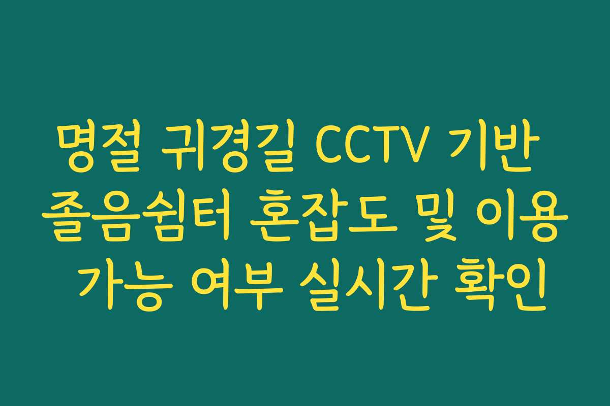 명절 귀경길 CCTV 기반 졸음쉼터 혼잡도 및 이용 가능 여부 실시간 확인 명절 귀경길 CCTV 기반 졸음쉼터 혼잡도 및 이용 가능 여부 실시간 확인