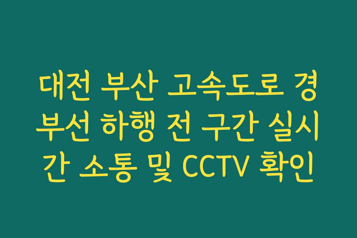 대전 부산 고속도로 경부선 하행 전 구간 실시간 소통 및 CCTV 확인 대전 부산 고속도로 경부선 하행 전 구간 실시간 소통 및 CCTV 확인
