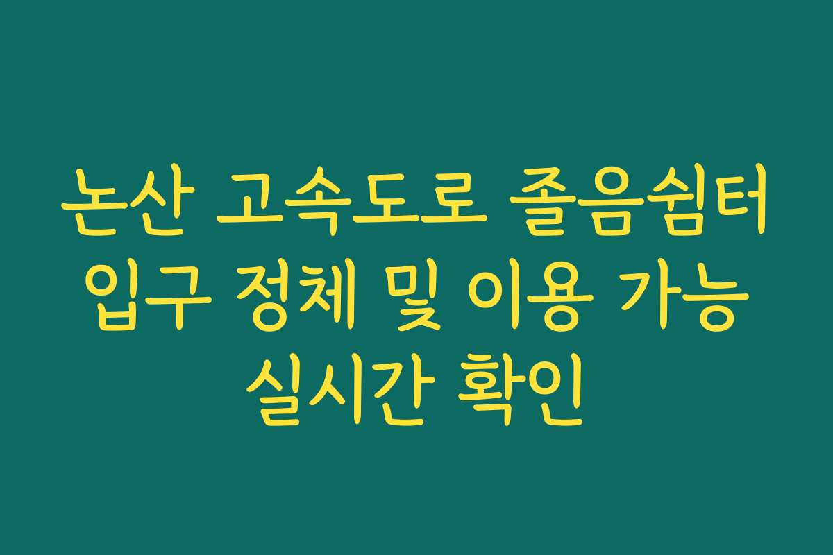 논산 고속도로 졸음쉼터 입구 정체 및 이용 가능 실시간 확인