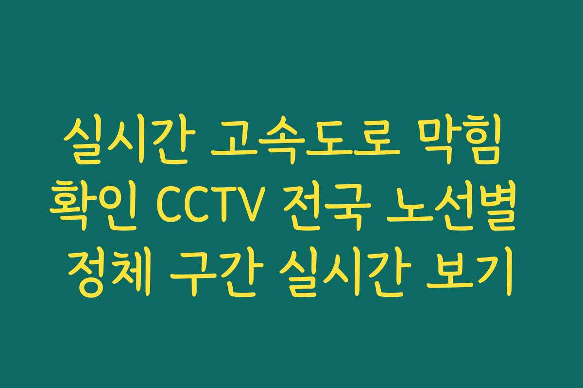 실시간 고속도로 막힘 확인 CCTV 전국 노선별 정체 구간 실시간 보기