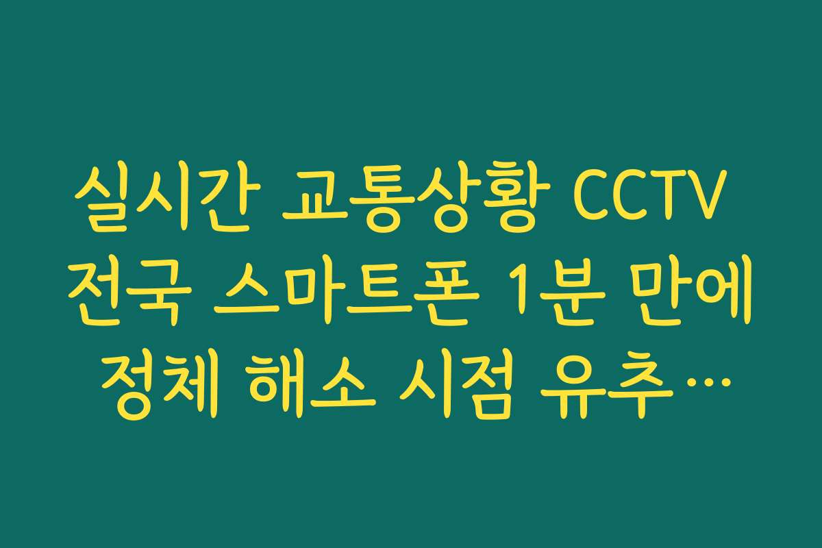 실시간 교통상황 CCTV 전국 스마트폰 1분 만에 정체 해소 시점 유추하기