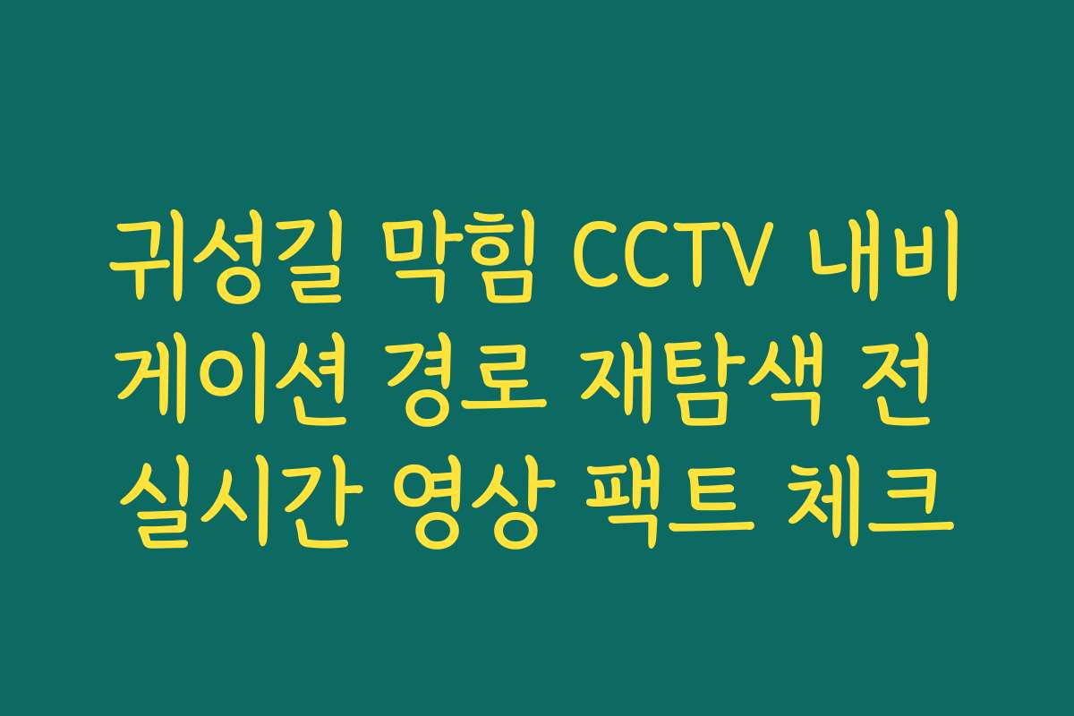 귀성길 막힘 CCTV 내비게이션 경로 재탐색 전 실시간 영상 팩트 체크