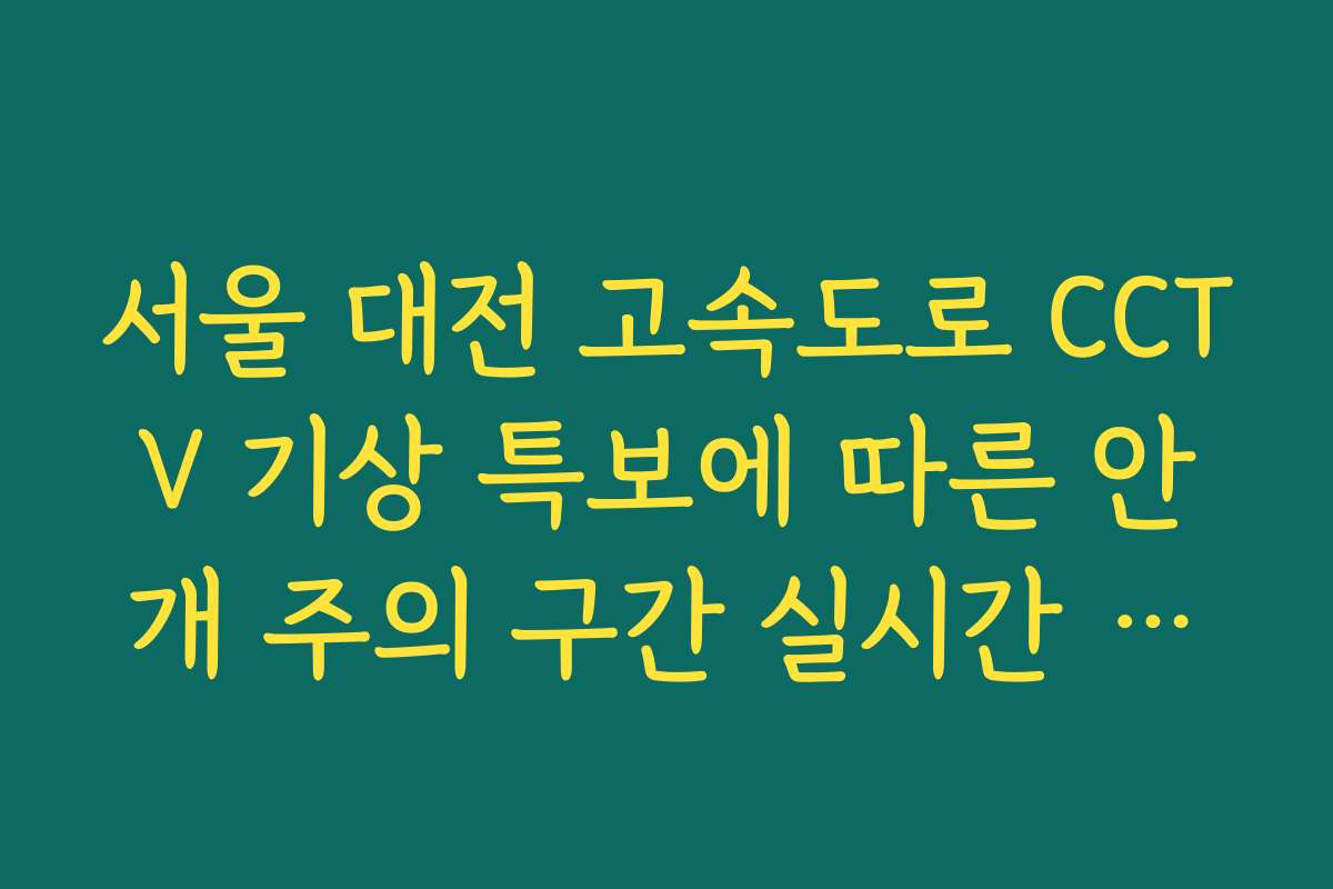 서울 대전 고속도로 CCTV 기상 특보에 따른 안개 주의 구간 실시간 보기 서울 대전 고속도로 CCTV 기상 특보에 따른 안개 주의 구간 실시간 보기