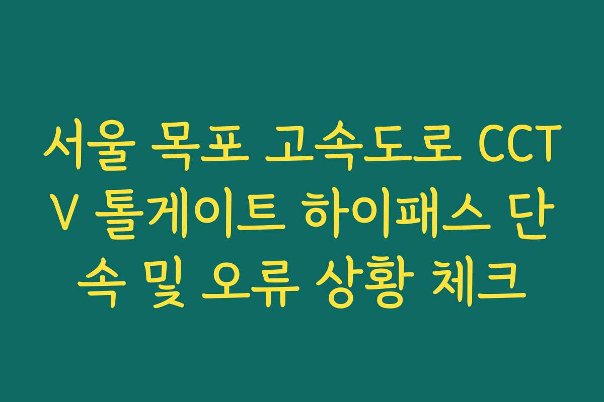 서울 목포 고속도로 CCTV 톨게이트 하이패스 단속 및 오류 상황 체크
