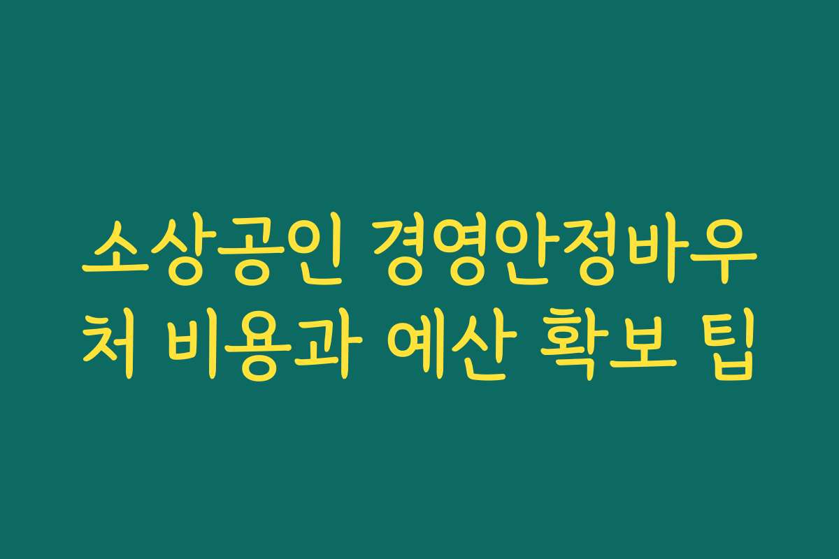 소상공인 경영안정바우처 비용과 예산 확보 팁