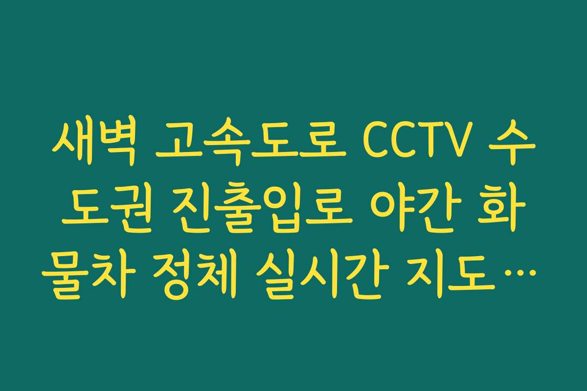 새벽 고속도로 CCTV 수도권 진출입로 야간 화물차 정체 실시간 지도 보기