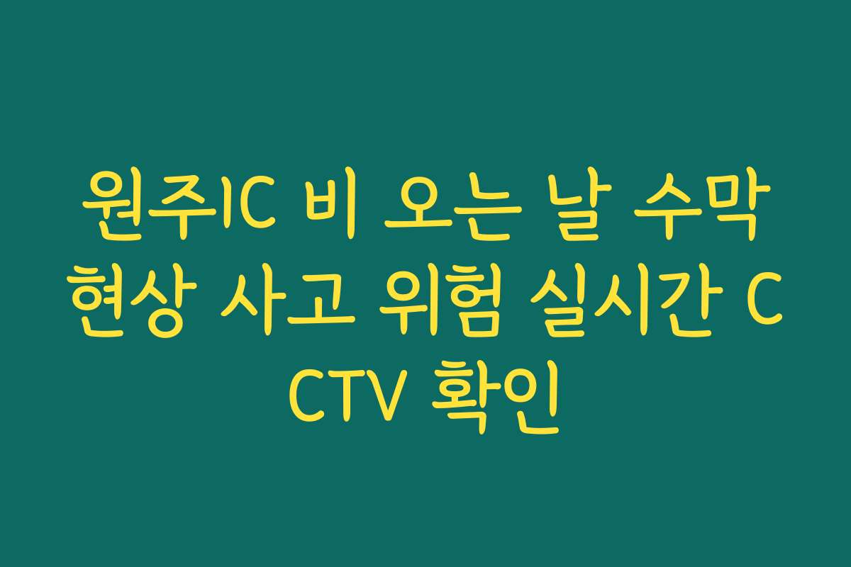 원주IC 비 오는 날 수막현상 사고 위험 실시간 CCTV 확인 원주IC 비 오는 날 수막현상 사고 위험 실시간 CCTV 확인