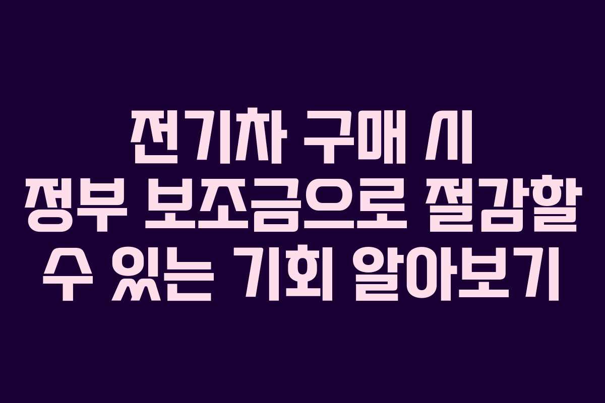 전기차 구매 시 정부 보조금으로 절감할 수 있는 기회 알아보기 전기차 구매 시 정부 보조금으로 절감할 수 있는 기회 알아보기