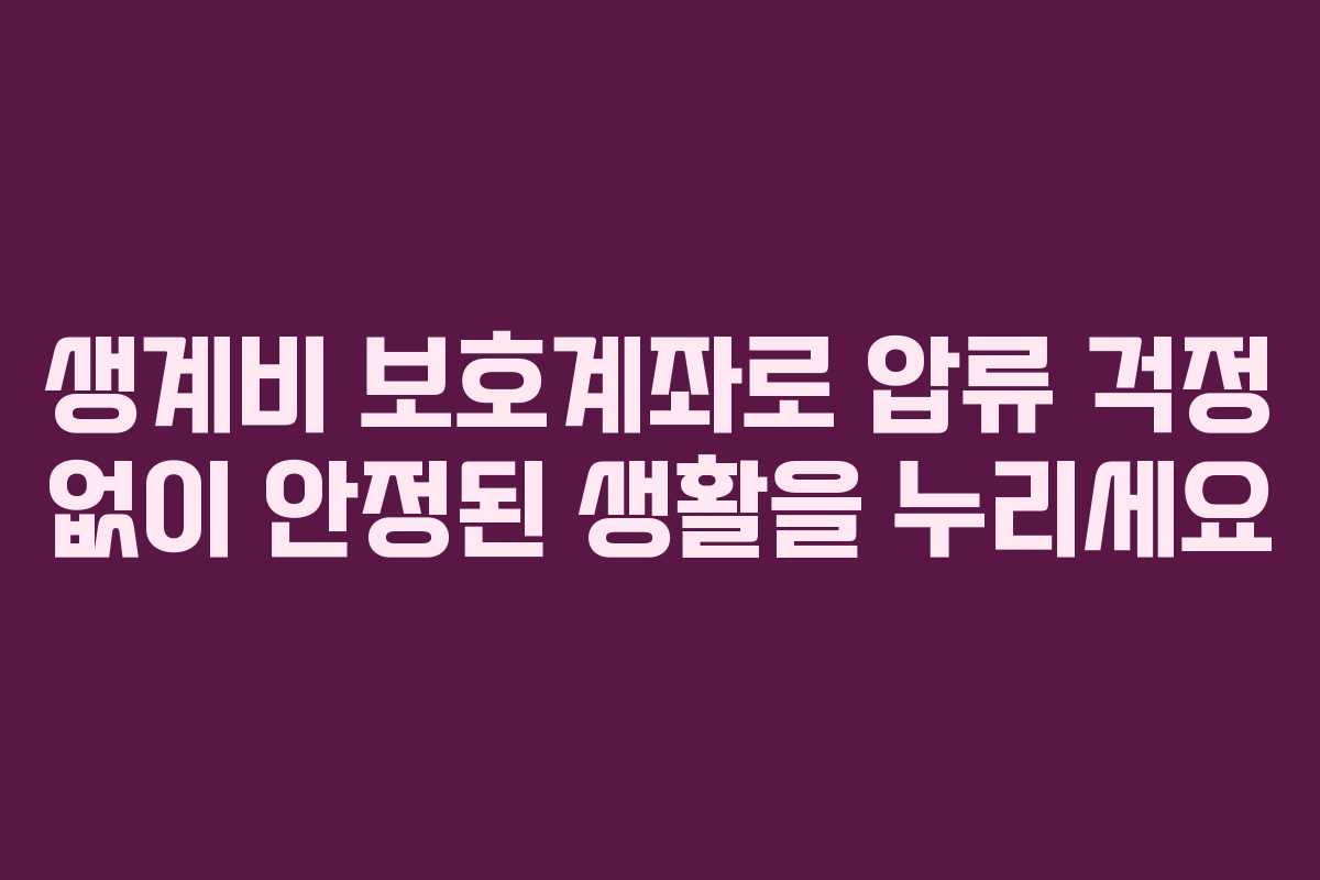 생계비 보호계좌로 압류 걱정 없이 안정된 생활을 누리세요