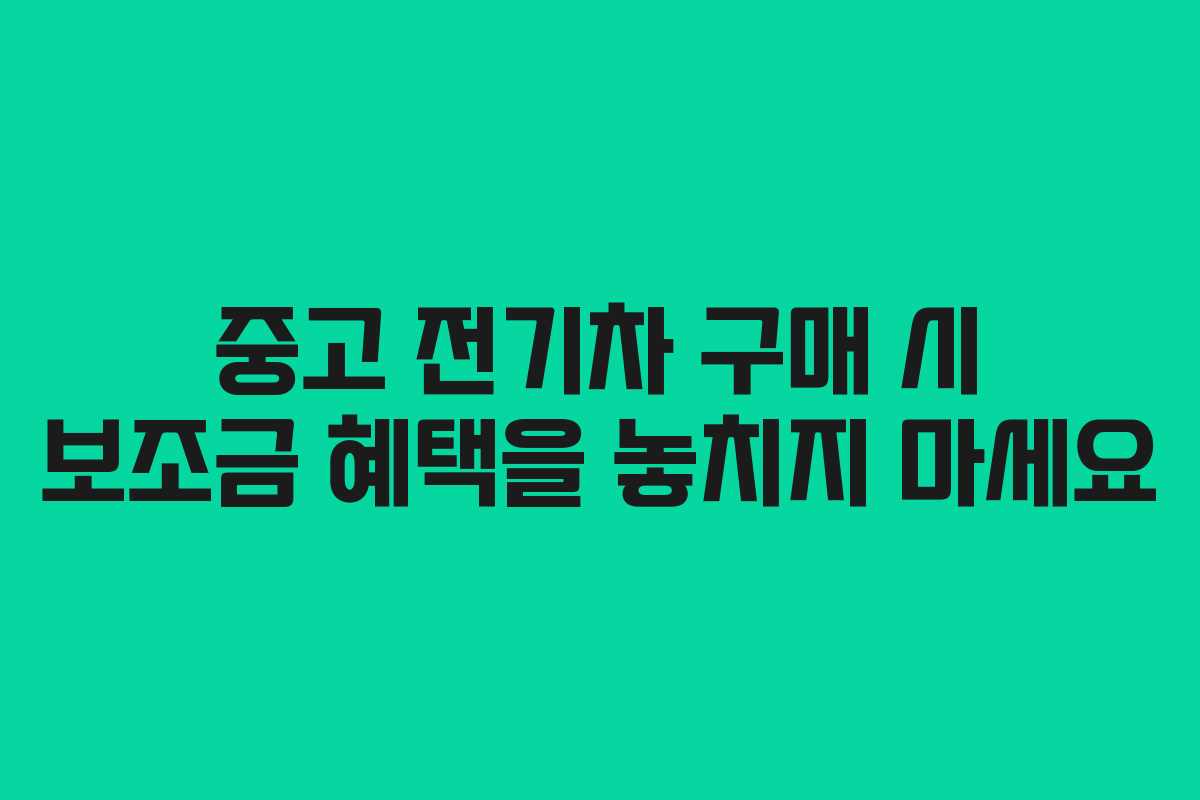 중고 전기차 구매 시 보조금 혜택을 놓치지 마세요