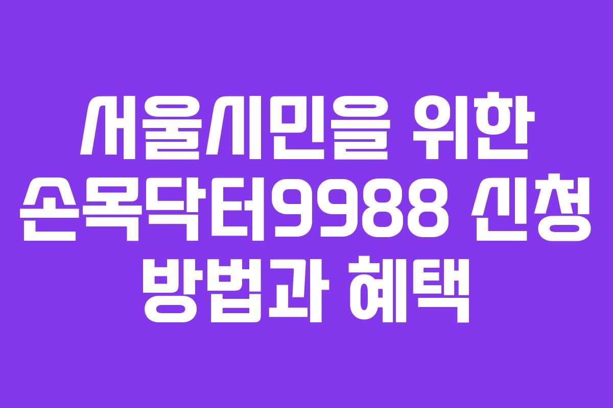 서울시민을 위한 손목닥터9988 신청 방법과 혜택