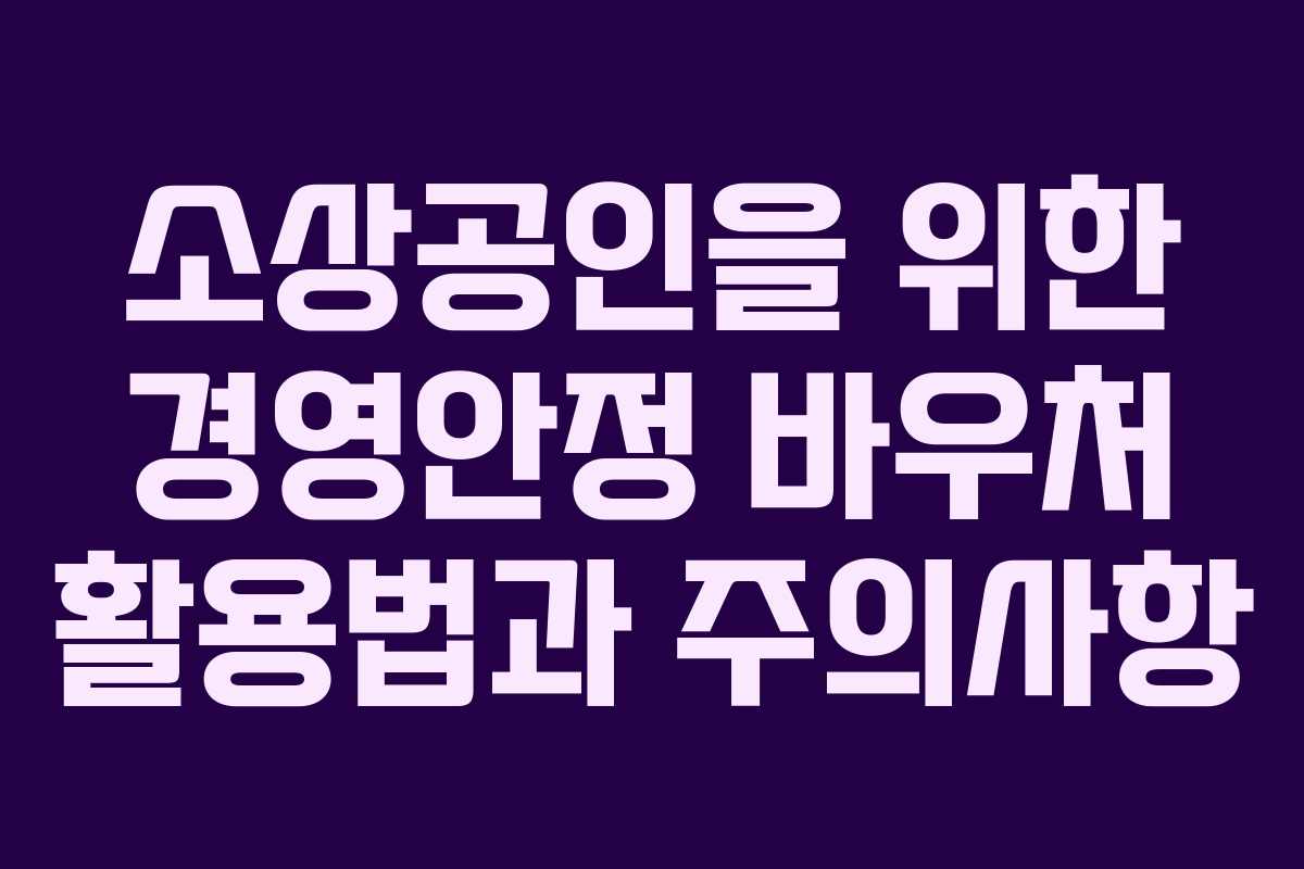 소상공인을 위한 경영안정 바우처 활용법과 주의사항