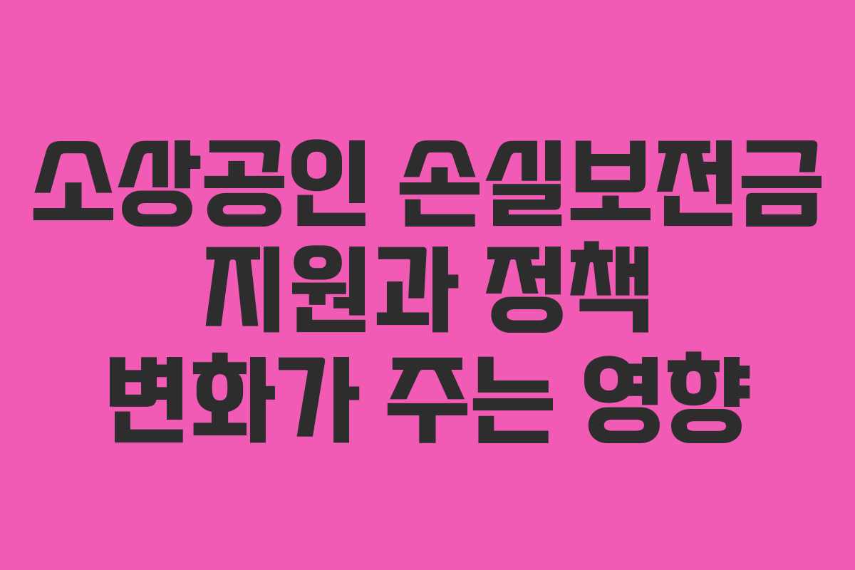 소상공인 손실보전금 지원과 정책 변화가 주는 영향