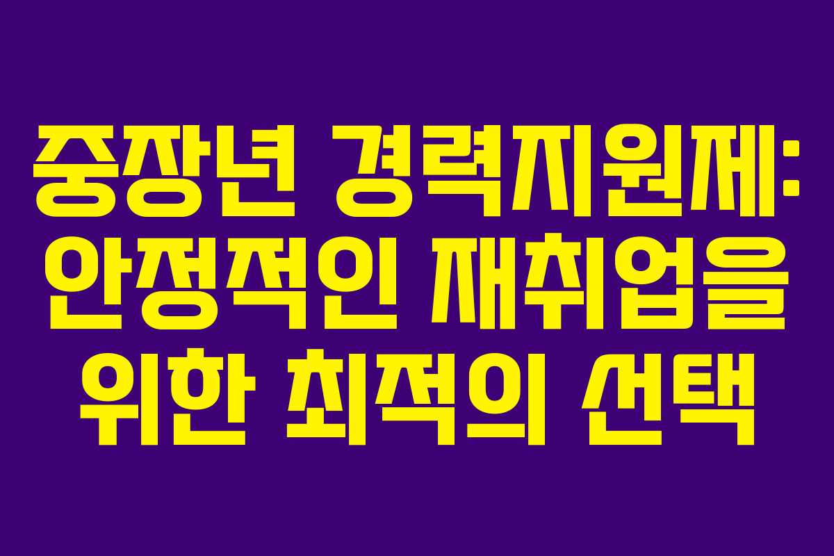 중장년 경력지원제: 안정적인 재취업을 위한 최적의 선택