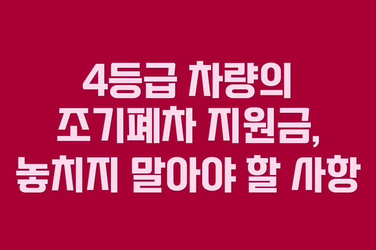 4등급 차량의 조기폐차 지원금, 놓치지 말아야 할 사항