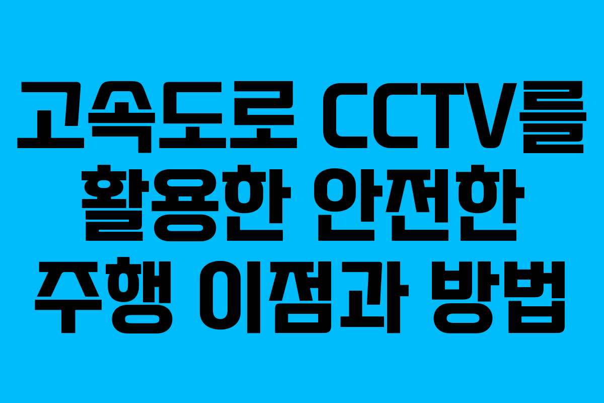 고속도로 CCTV를 활용한 안전한 주행 이점과 방법 고속도로 CCTV를 활용한 안전한 주행 이점과 방법