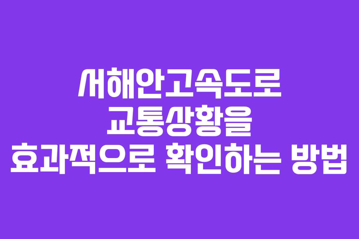 서해안고속도로 교통상황을 효과적으로 확인하는 방법 서해안고속도로 교통상황을 효과적으로 확인하는 방법