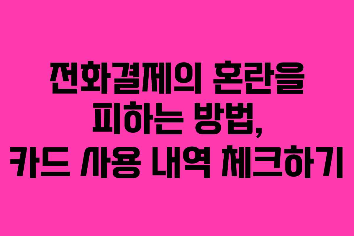 전화결제의 혼란을 피하는 방법, 카드 사용 내역 체크하기 전화결제의 혼란을 피하는 방법, 카드 사용 내역 체크하기