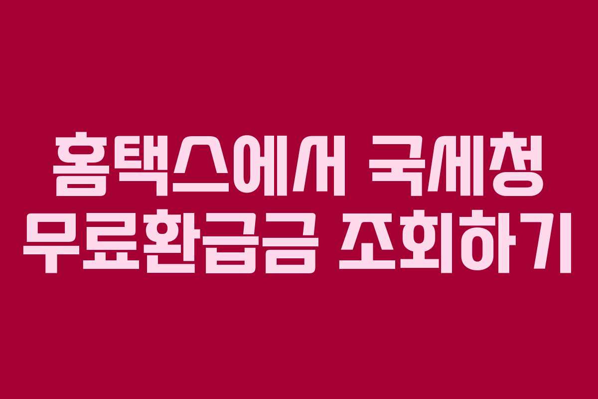 홈택스에서 국세청 무료환급금 조회하기