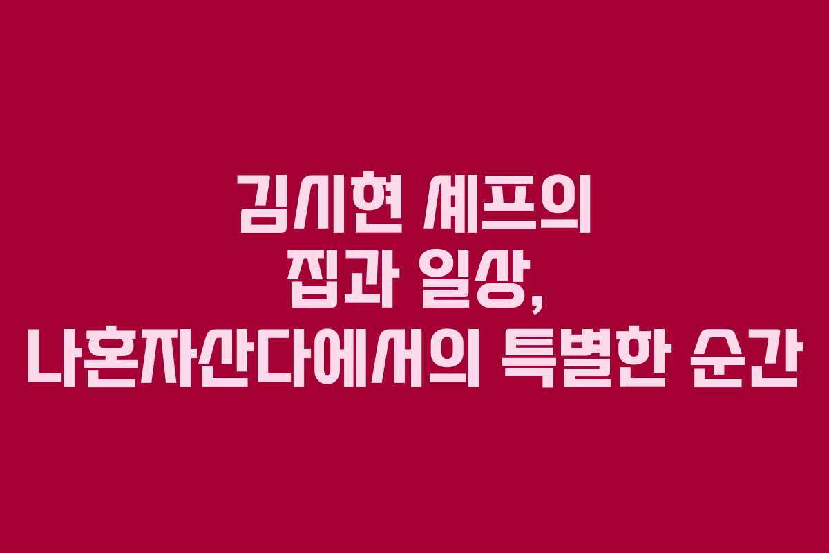 김시현 셰프의 집과 일상, 나혼자산다에서의 특별한 순간 김시현 셰프의 집과 일상, 나혼자산다에서의 특별한 순간