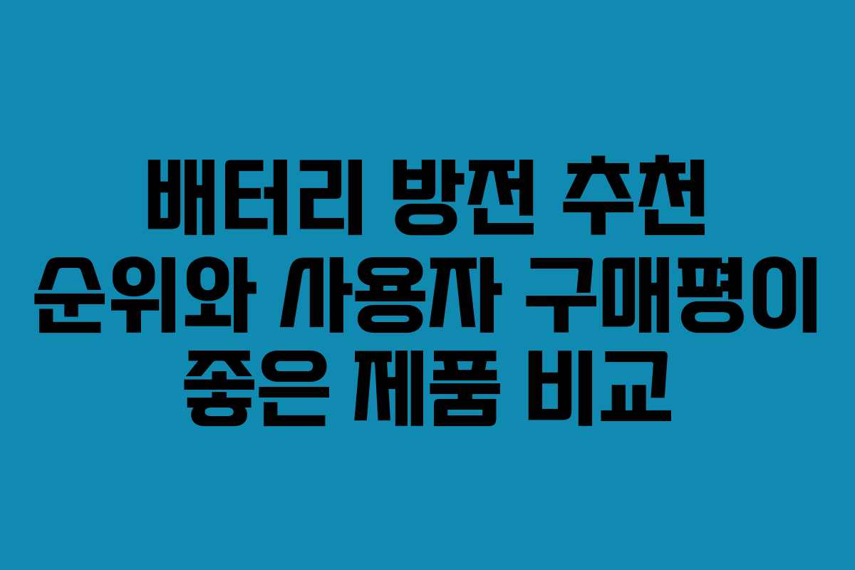 배터리 방전 추천 순위와 사용자 구매평이 좋은 제품 비교