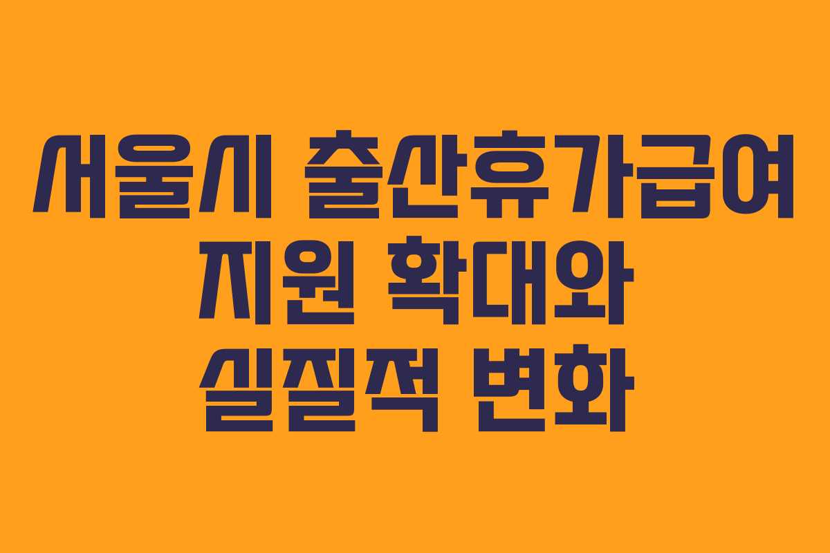 서울시 출산휴가급여 지원 확대와 실질적 변화 서울시 출산휴가급여 지원 확대와 실질적 변화