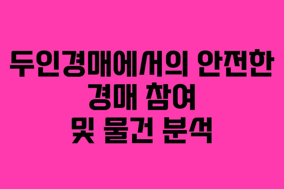 두인경매에서의 안전한 경매 참여 및 물건 분석