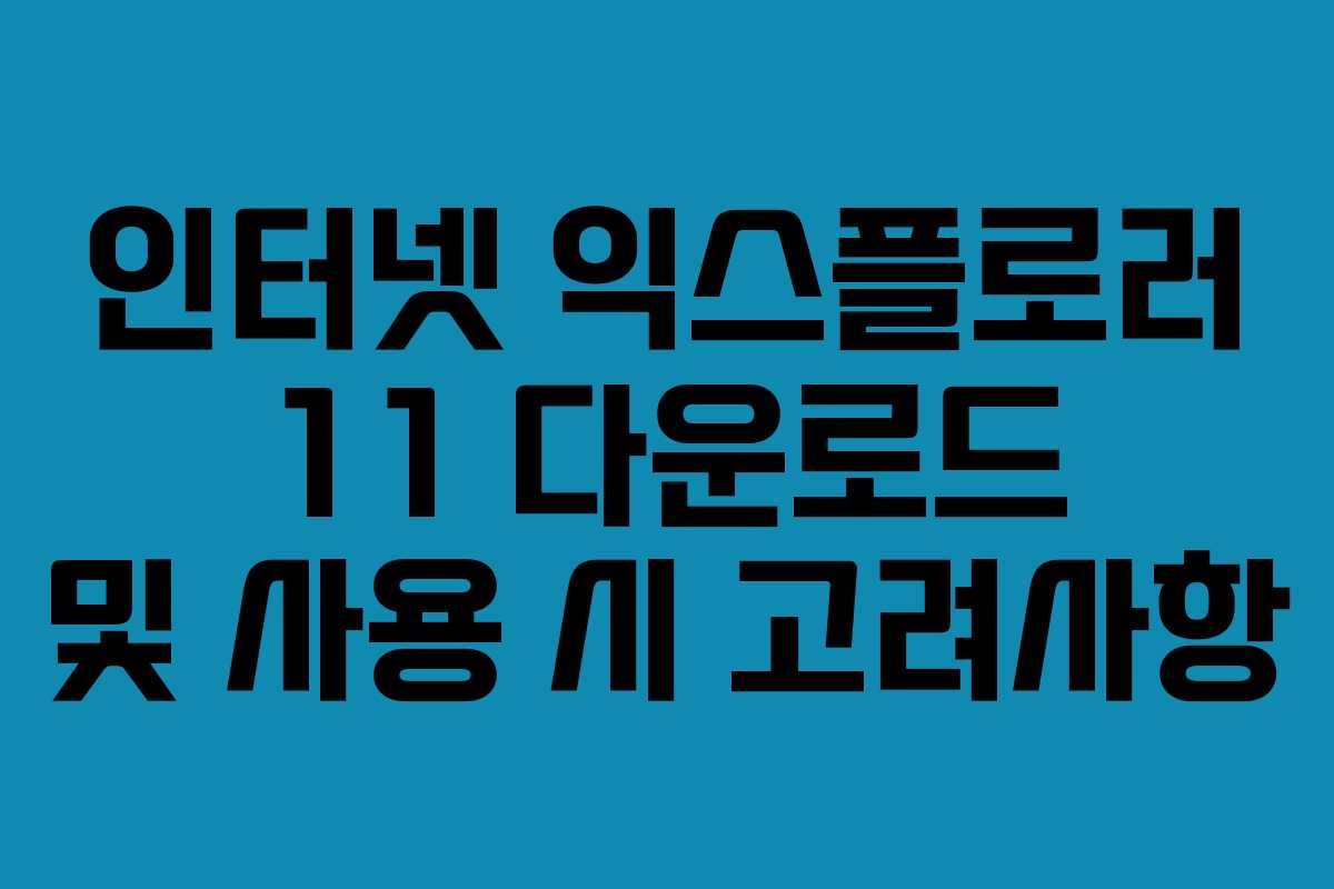 인터넷 익스플로러 11 다운로드 및 사용 시 고려사항 인터넷 익스플로러 11 다운로드 및 사용 시 고려사항