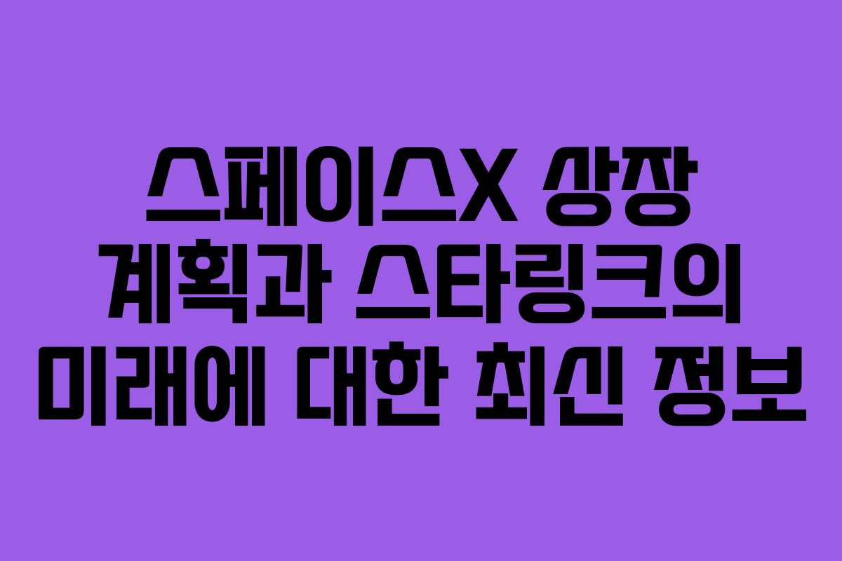 스페이스X 상장 계획과 스타링크의 미래에 대한 최신 정보