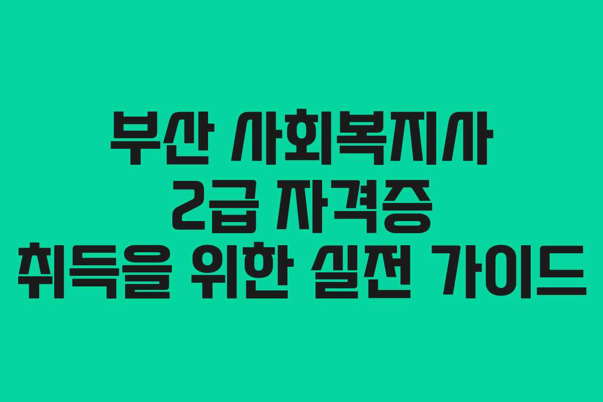 부산 사회복지사 2급 자격증 취득을 위한 실전 가이드 부산 사회복지사 2급 자격증 취득을 위한 실전 가이드