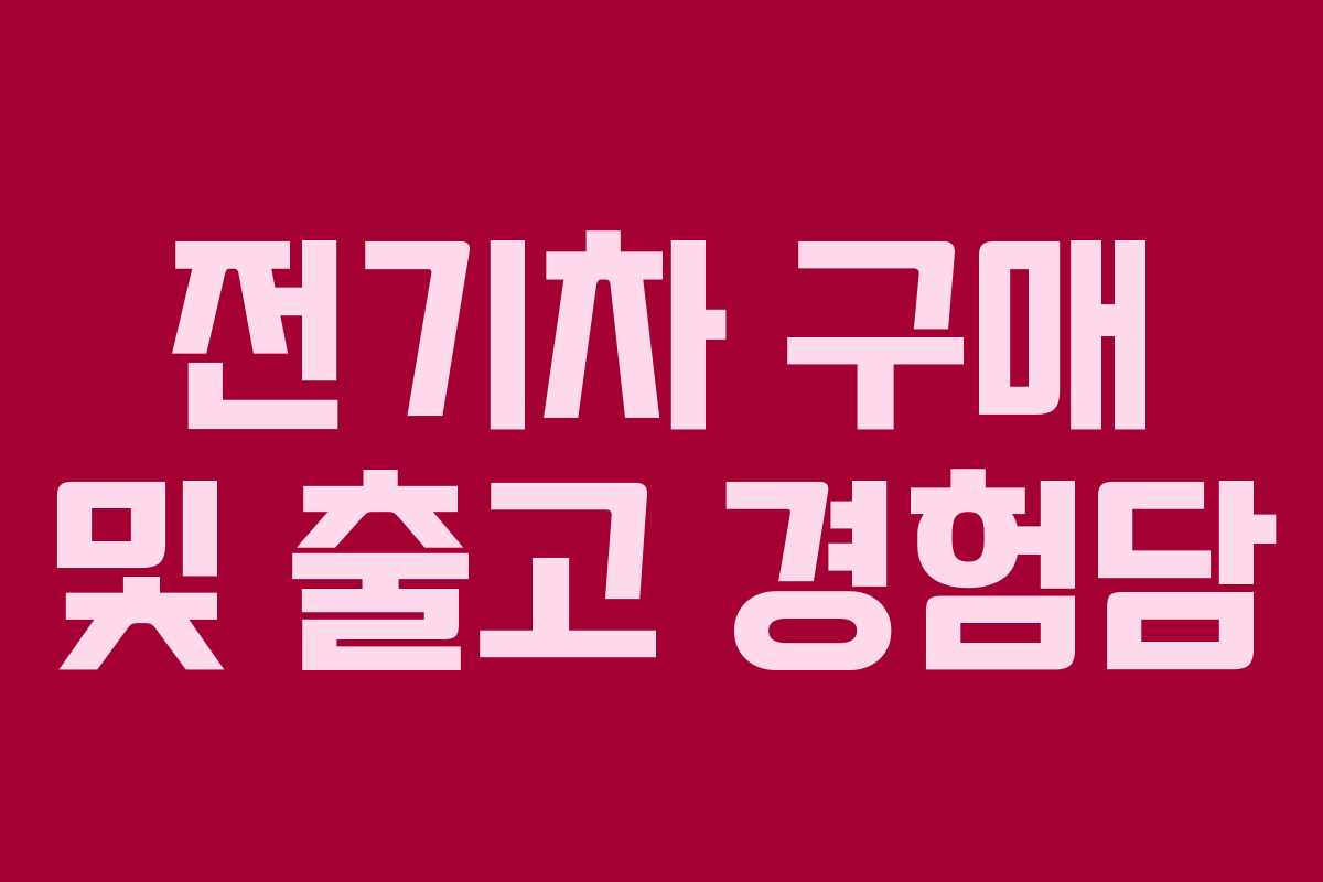전기차 구매 및 출고 경험담