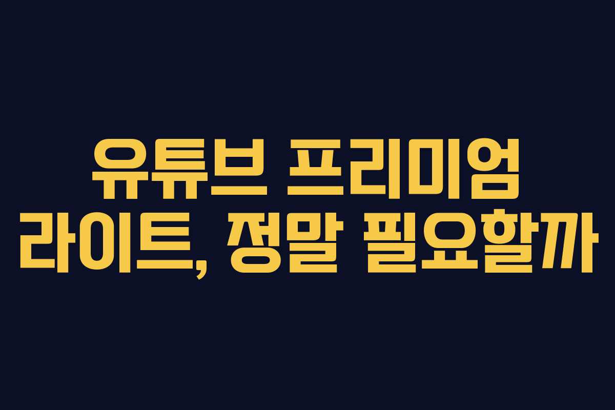 유튜브 프리미엄 라이트, 정말 필요할까 유튜브 프리미엄 라이트, 정말 필요할까