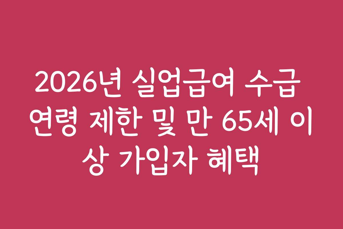 2026년 실업급여 수급 연령 제한 및 만 65세 이상 가입자 혜택