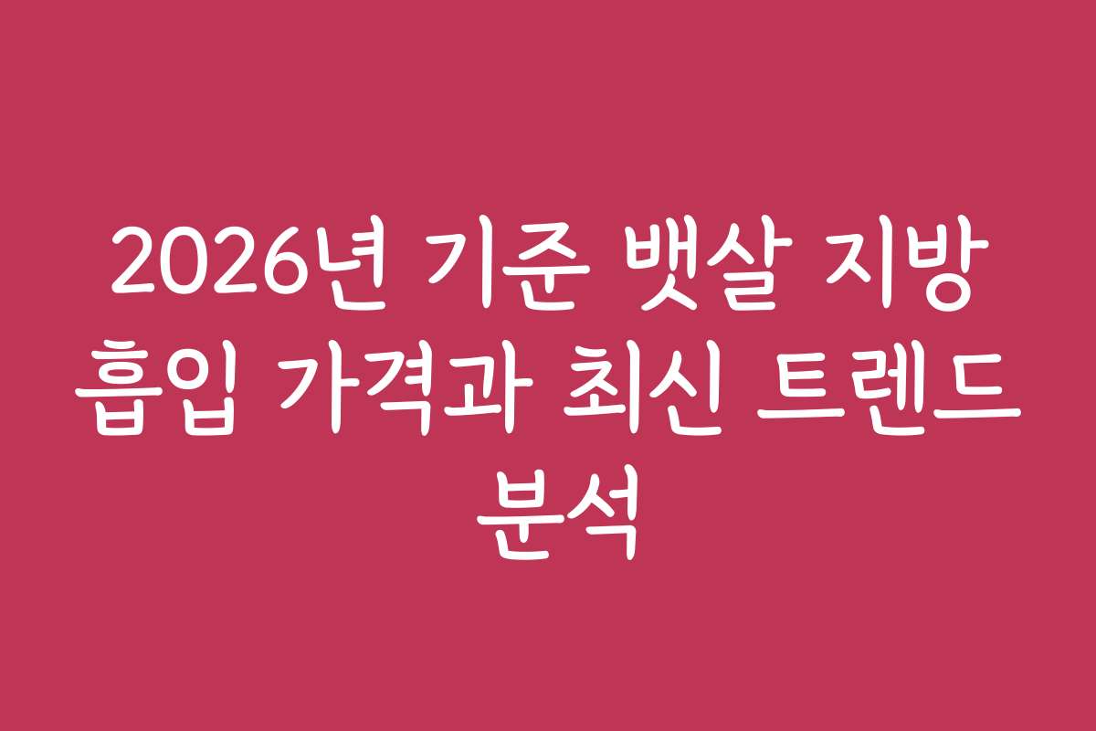 2026년 기준 뱃살 지방흡입 가격과 최신 트렌드 분석