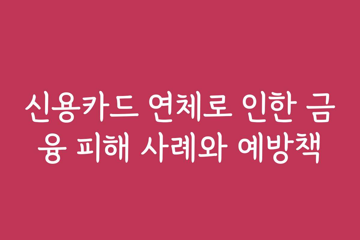 신용카드 연체로 인한 금융 피해 사례와 예방책