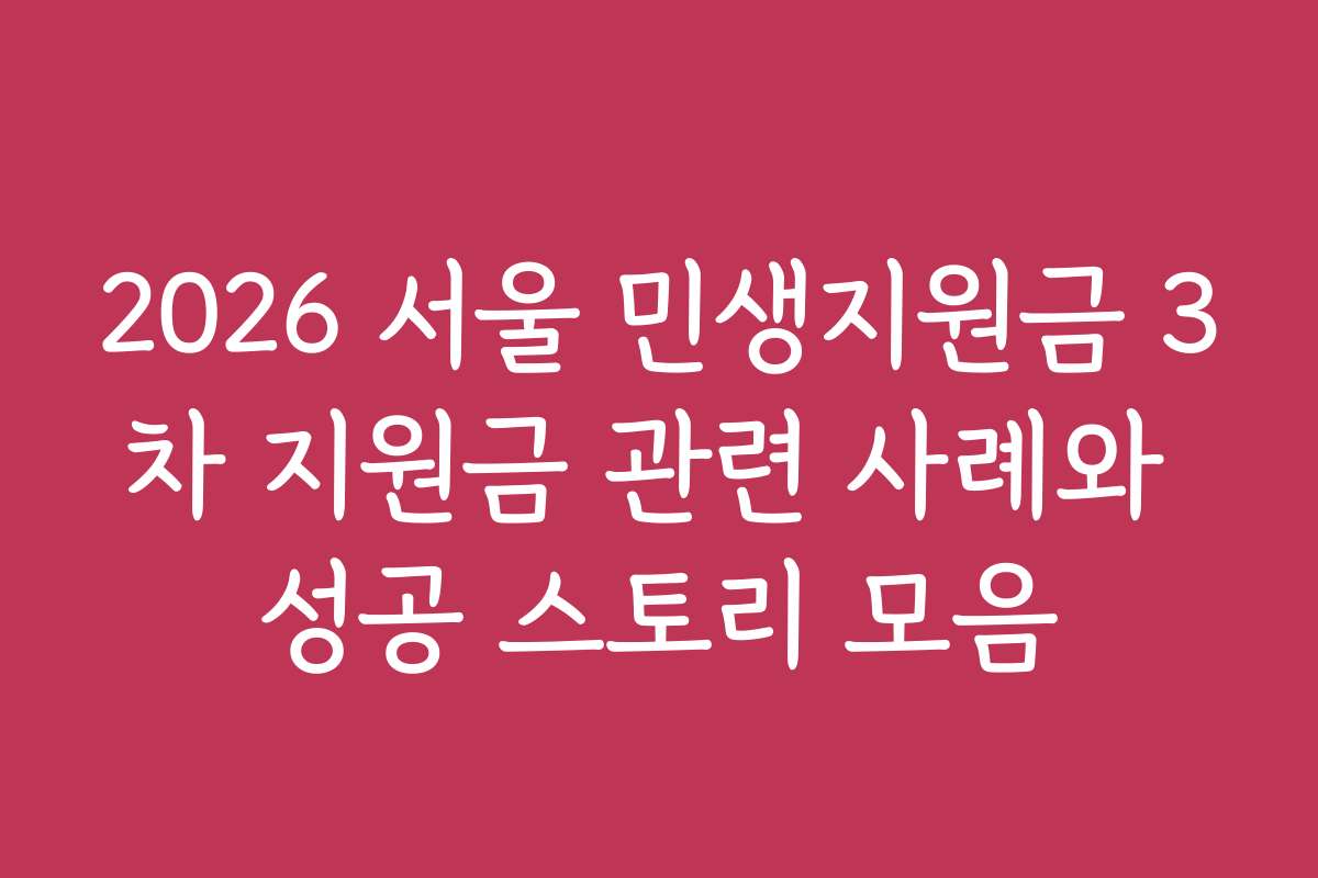 2026 서울 민생지원금 3차 지원금 관련 사례와 성공 스토리 모음