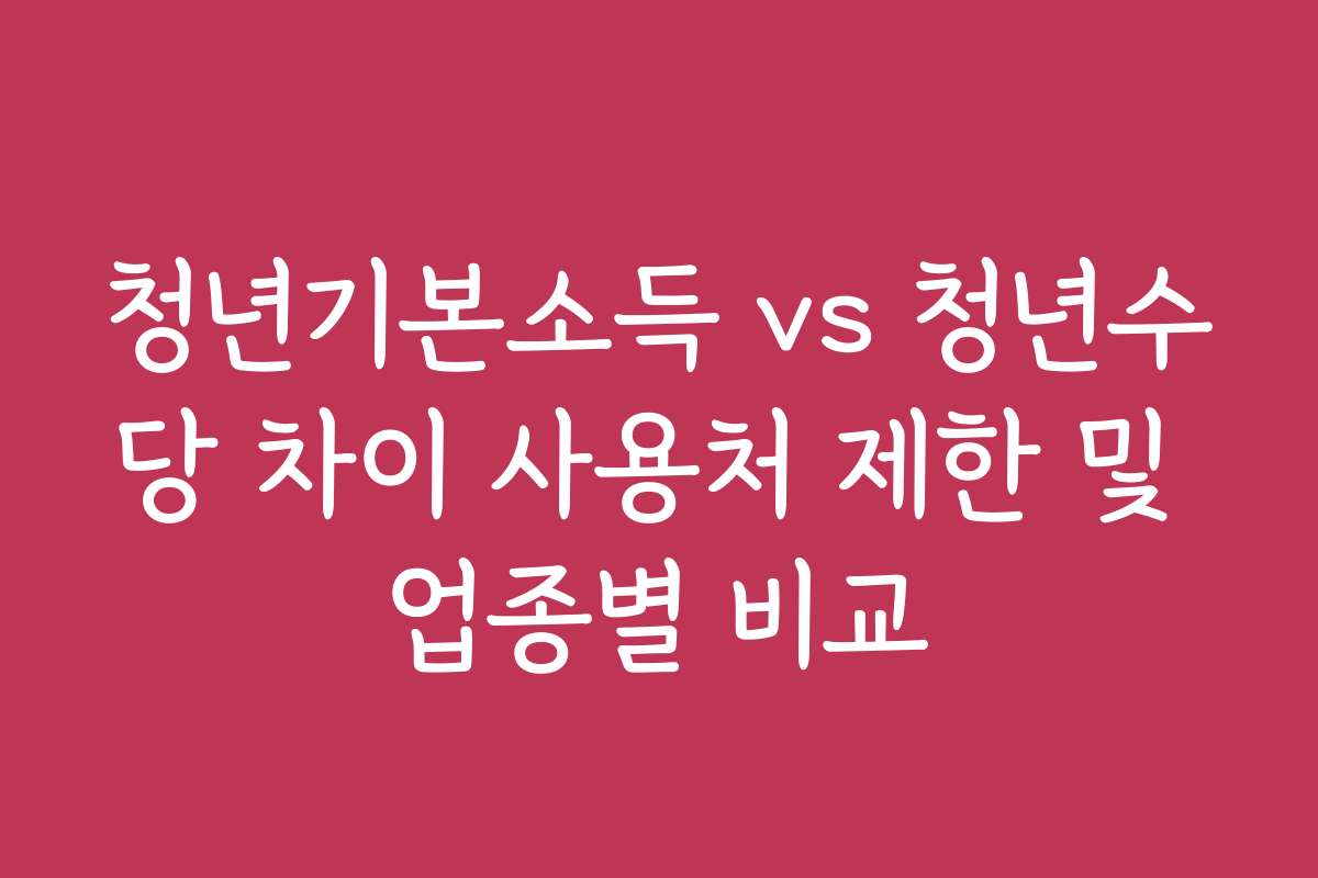 청년기본소득 vs 청년수당 차이 사용처 제한 및 업종별 비교