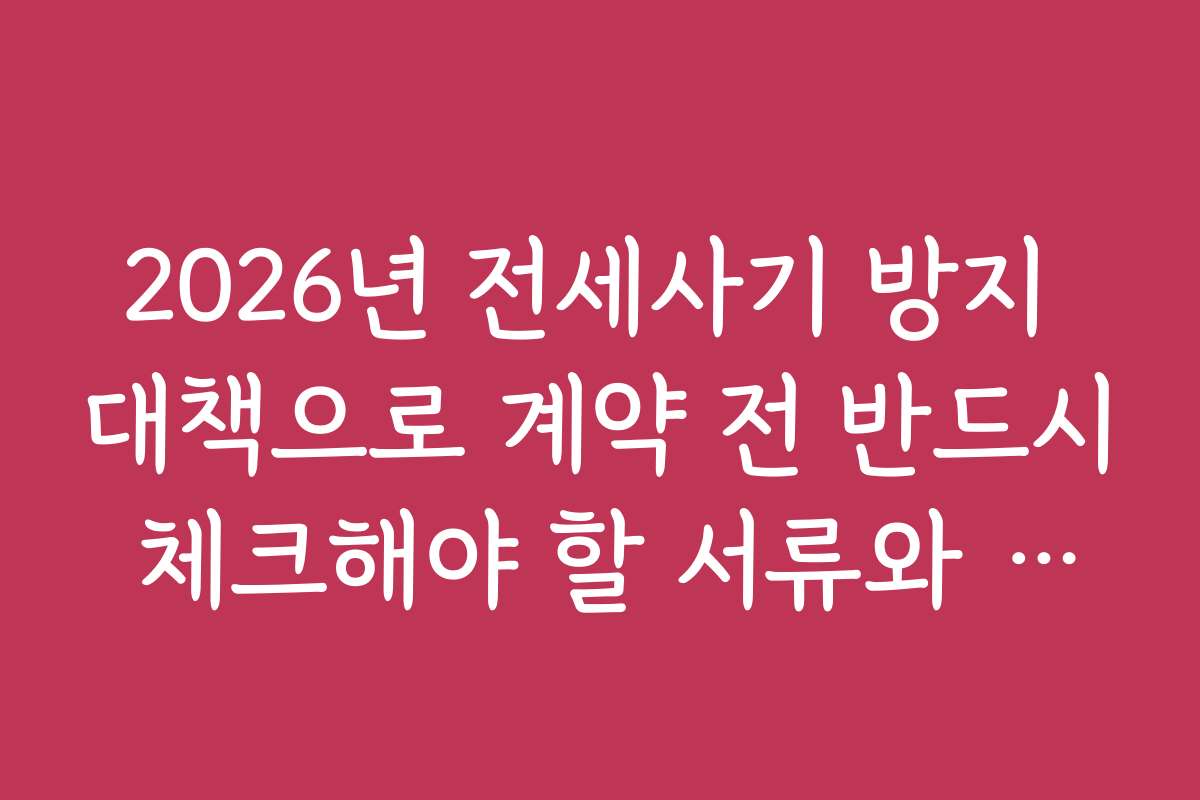 2026년 전세사기 방지 대책으로 계약 전 반드시 체크해야 할 서류와 증빙 자료