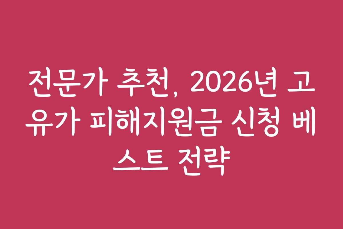 전문가 추천, 2026년 고유가 피해지원금 신청 베스트 전략