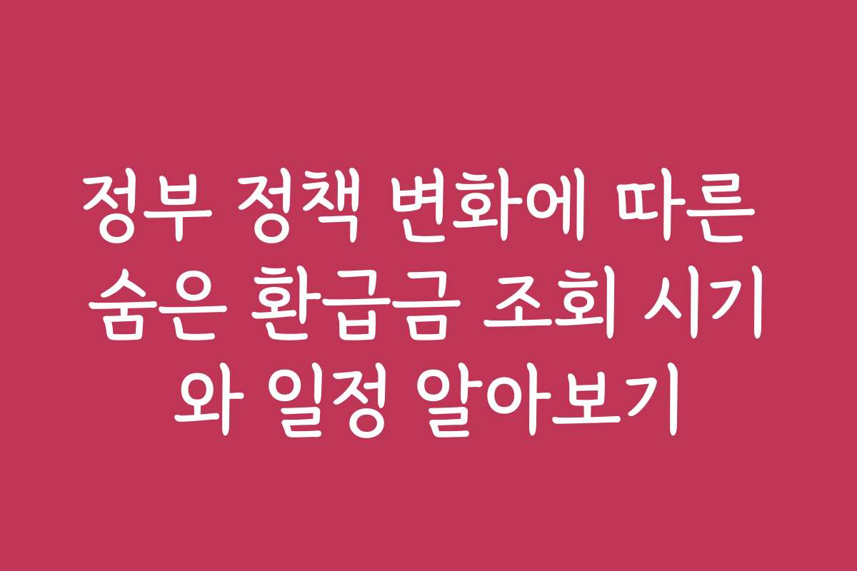 정부 정책 변화에 따른 숨은 환급금 조회 시기와 일정 알아보기
