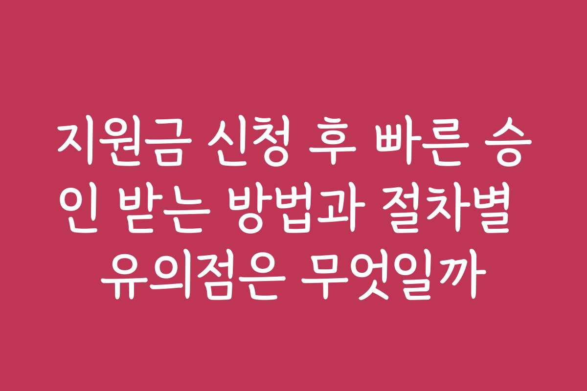 지원금 신청 후 빠른 승인 받는 방법과 절차별 유의점은 무엇일까