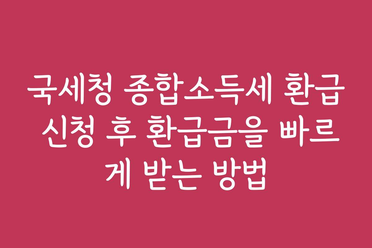 국세청 종합소득세 환급 신청 후 환급금을 빠르게 받는 방법