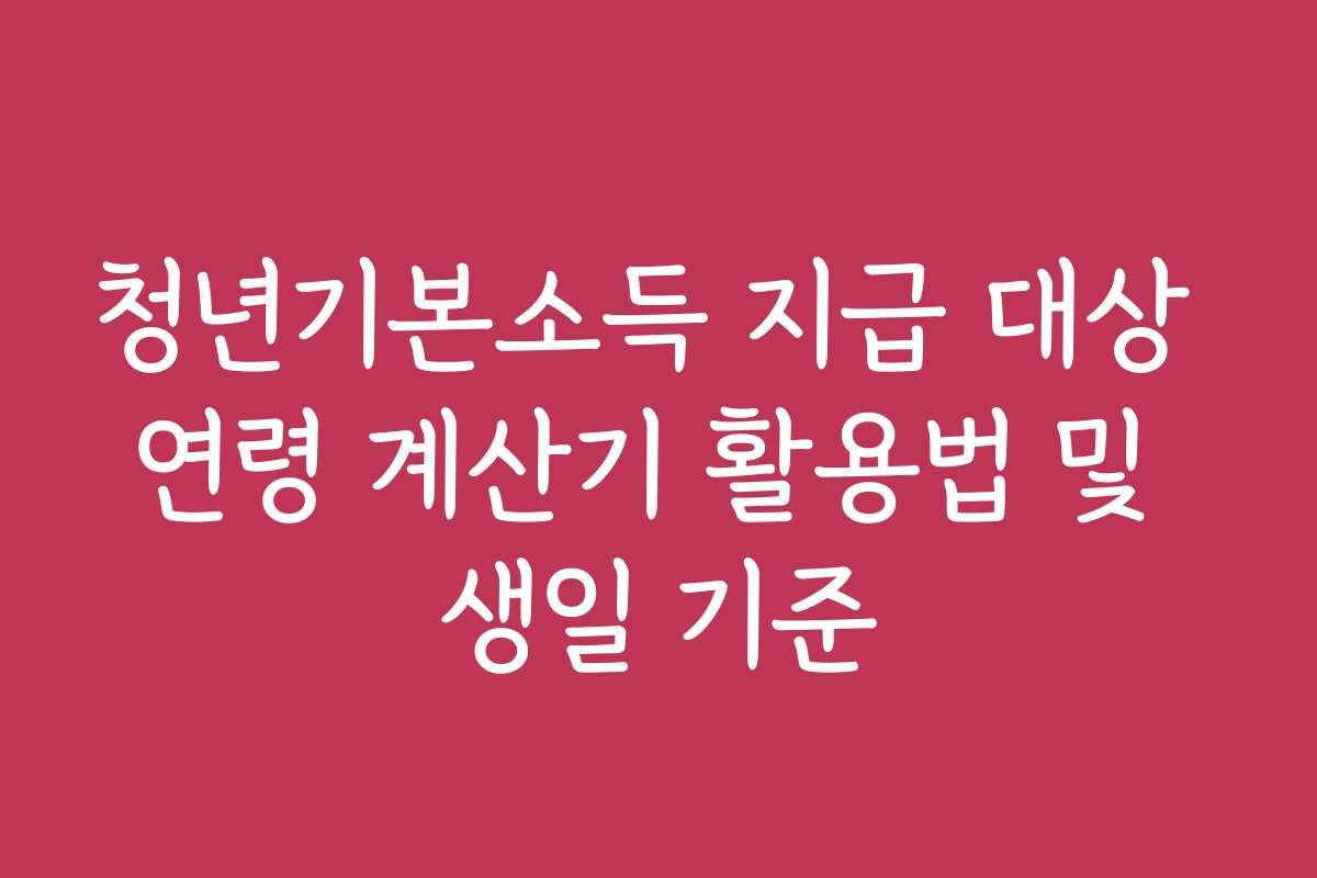 청년기본소득 지급 대상 연령 계산기 활용법 및 생일 기준