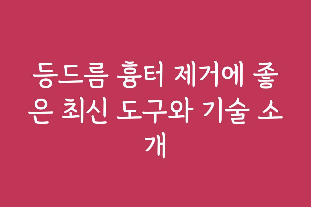 등드름 흉터 제거에 좋은 최신 도구와 기술 소개