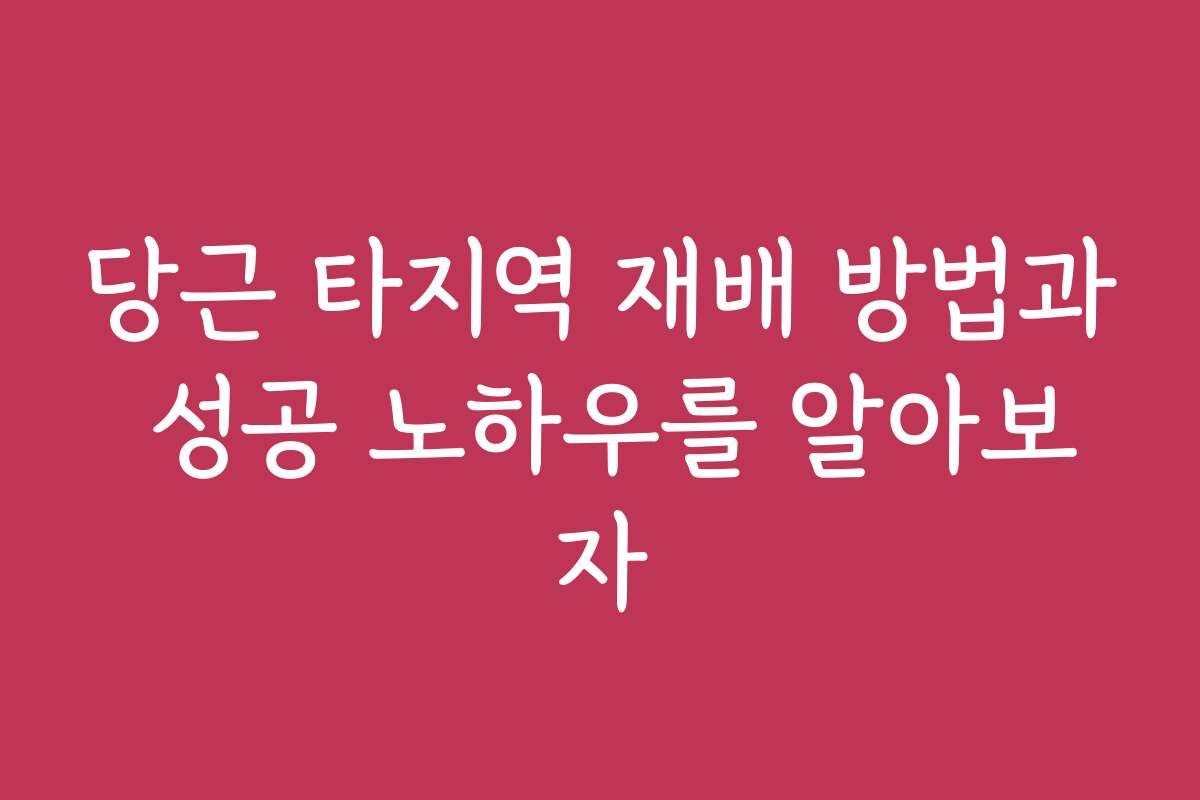 당근 타지역 재배 방법과 성공 노하우를 알아보자 당근 타지역 재배 방법과 성공 노하우를 알아보자