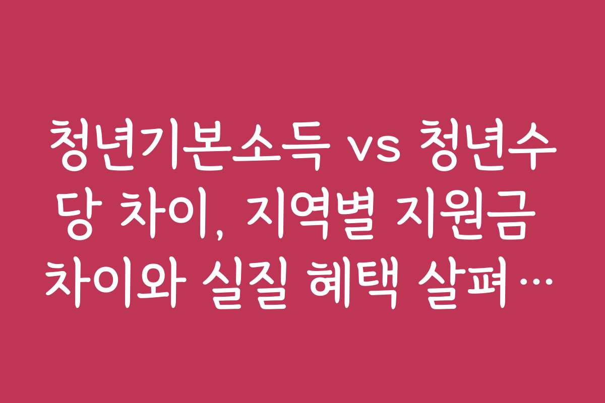 청년기본소득 vs 청년수당 차이, 지역별 지원금 차이와 실질 혜택 살펴보기