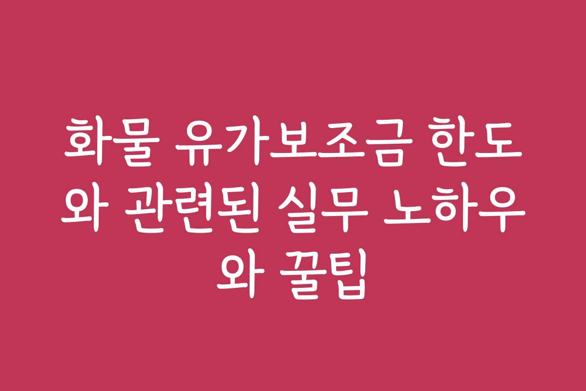 화물 유가보조금 한도와 관련된 실무 노하우와 꿀팁 화물 유가보조금 한도와 관련된 실무 노하우와 꿀팁
