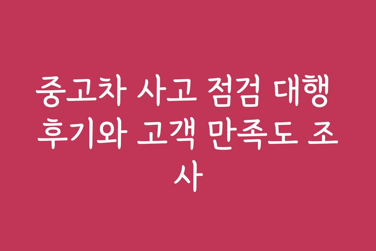 중고차 사고 점검 대행 후기와 고객 만족도 조사