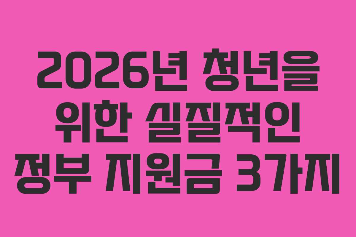 2026년 청년을 위한 실질적인 정부 지원금 3가지 2026년 청년을 위한 실질적인 정부 지원금 3가지
