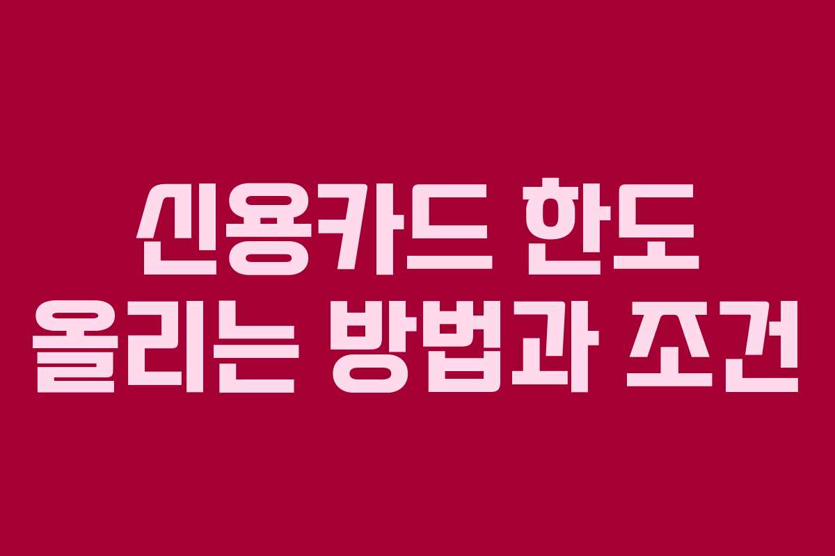 신용카드 한도 올리는 방법과 조건